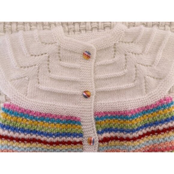 Hand knit 🧶 Colorful Short Sleeve Cardigan - Picture 3 of 4